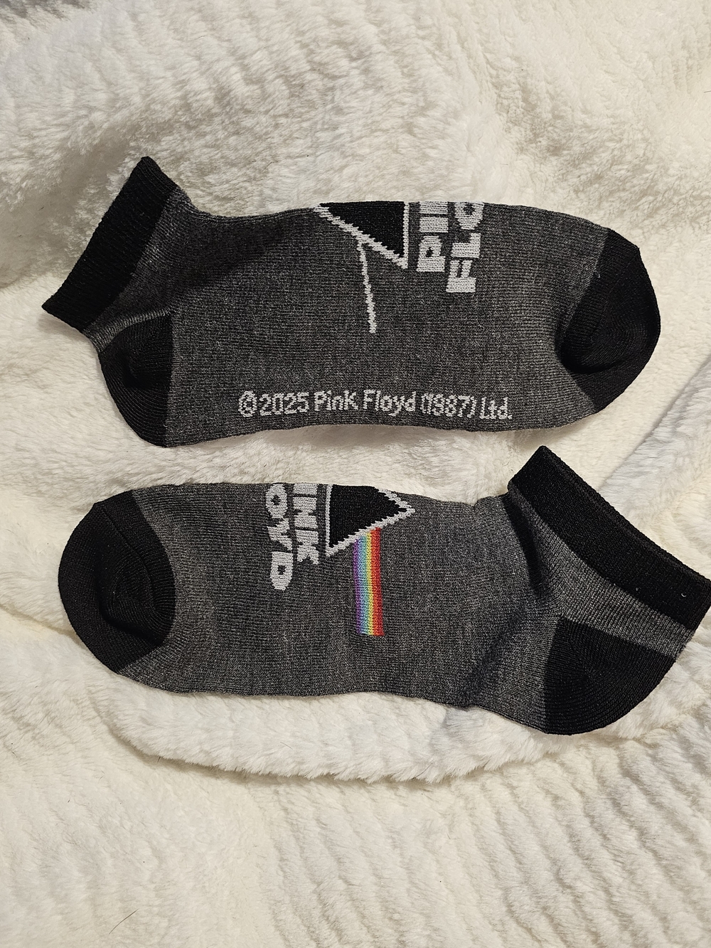 Pink Floyd Novelty Graphic Ankle Socks Grey Black NWOT